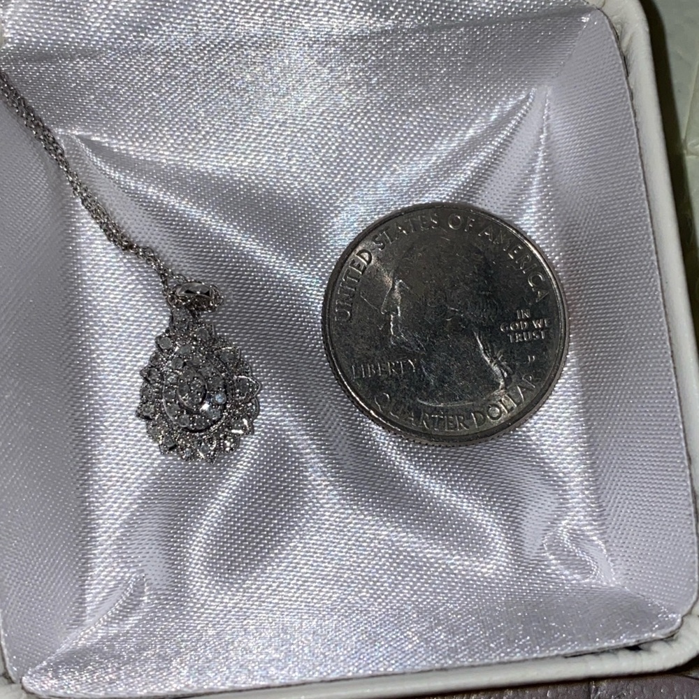 1/4 CTW DIAMOND PEAR SHAPE STERLING SILVER PENDANT NECKLACE